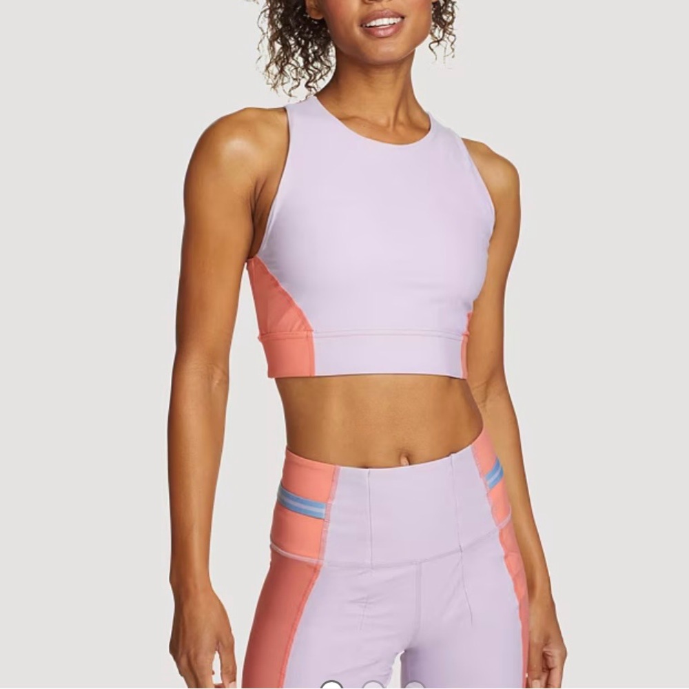 Two Pieces Of Eddie Bauer Lilac and Peach Sports Bra and shorts